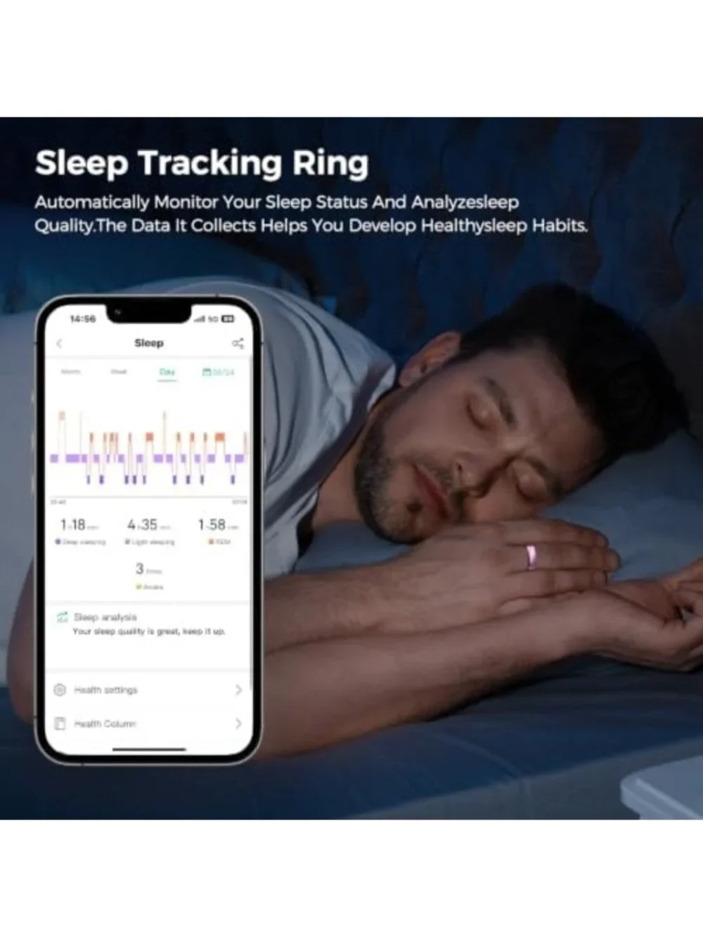 Stylish Health & Fitness Tracker Ring for Men & Women - Smart Wellness Jewelry